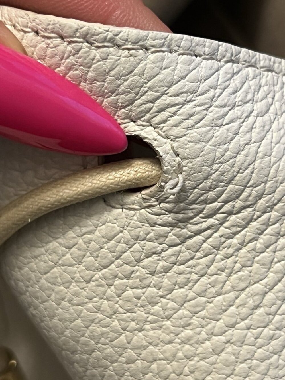 FURLA Sleek Bucket Bag in White Pebbled Leather - Picture 7 of 12